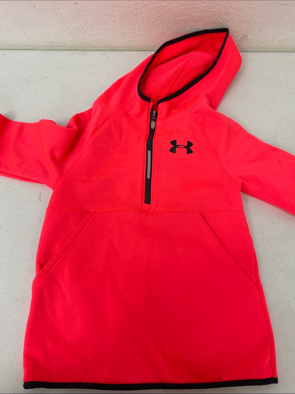 Under Armour Kids Neon Coral Pullover Hoodie with Half-Zip